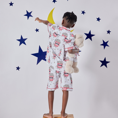 Pop Corn Boys Pyjama Set with Matching Teddy Bear (Short Sleeve & Shorts)